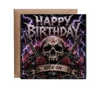 Hippowarehouse Happy birthday rock on Personalised Card. 15cm x 15cm with envelope for him for her Funny Cards for Men and Women Blank inside option