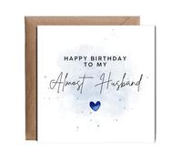 Hippowarehouse Happy Birthday to my almost husband Personalised Card. 15cm x 15cm with envelope for him for her Funny Cards for Men and Women Blank inside option