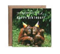 Hippowarehouse Happy Birthday, To the very best Dad orangutan Personalised Card. 15cm x 15cm with envelope for him for her Funny Cards for Men and Women Blank inside option