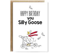 Hippowarehouse Happy Birthday you Silly Goose Personalised Card A6 with envelope for him for her Funny Cards for Men and Women Blank inside option