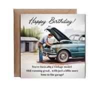 Hippowarehouse happy birthday, you're basically a vintage model Personalised Card. 15cm x 15cm with envelope for him for her Funny Cards for Men and Women Blank inside option