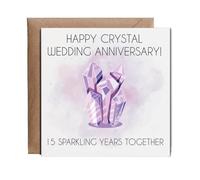 Hippowarehouse Happy Crystal Anniversary Personalised Card. 15cm x 15cm with envelope for him for her Funny Cards for Men and Women Blank inside option