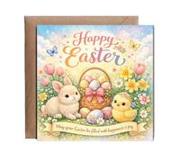 Hippowarehouse Happy Easter may your easter be filled with happiness and joy Personalised Card. 15cm x 15cm with envelope for him for her Funny Cards for Men and Women Blank inside option