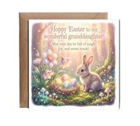 Hippowarehouse Happy Easter, to my wonderful granddaughter! may your day be full of magic Personalised Card. 15cm x 15cm with envelope for him for her Funny Cards for Men and Women Blank inside option