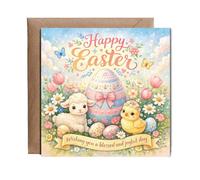 Hippowarehouse Happy Easter wishing you a blessed and joyful day Personalised Card. 15cm x 15cm with envelope for him for her Funny Cards for Men and Women Blank inside option