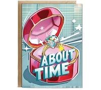 Hippowarehouse Happy engagement it's about time Personalised Card A5 with envelope for him for her Funny Cards for Men and Women Blank inside option