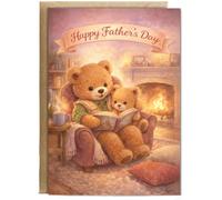 Hippowarehouse Happy Father's day big bear reading Personalised Card A5 with envelope for him for her Funny Cards for Men and Women Blank inside option