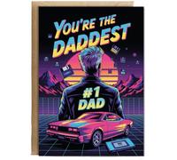 Hippowarehouse Happy Fathers Day Card Retro Style Youre the Daddest Number One Dad Personalised Card A5 with envelope for him for her Funny Cards for Men and Women Blank inside option