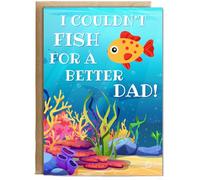 Hippowarehouse Happy Father's day I could fish for a better dad Personalised Card A5 with envelope for him for her Funny Cards for Men and Women Blank inside option