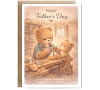 Hippowarehouse Happy Father's Day, Thanks for building my world! adorable bears Personalised Card A6 with envelope for him for her Funny Cards for Men and Women Blank inside option