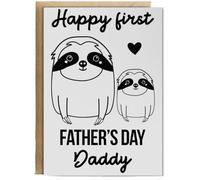 Hippowarehouse Happy first father's day Daddy - sloth Personalised Card A6 with envelope for him for her Funny Cards for Men and Women Blank inside option