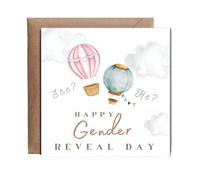 Hippowarehouse happy gender reveal day he or she Personalised Card. 15cm x 15cm with envelope for him for her Funny Cards for Men and Women Blank inside option