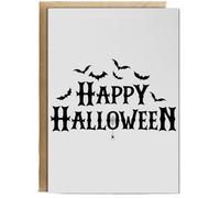 Hippowarehouse Happy Halloween Spooky Bats and Spider Webs Personalised Card A5 with envelope for him for her Funny Cards for Men and Women Blank inside option