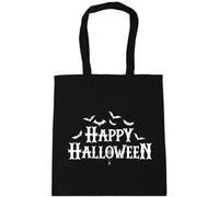 Hippowarehouse Happy Halloween Spooky Bats and Spider Webs Tote Shopping Gym Beach Bag 42cm x38cm, 10 litres