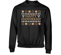 Hippowarehouse Happy Hanukkah kids children's unisex jumper sweatshirt pullover Black