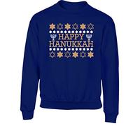 Hippowarehouse Happy Hanukkah kids children's unisex jumper sweatshirt pullover Navy