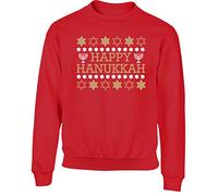 Hippowarehouse Happy Hanukkah kids children's unisex jumper sweatshirt pullover Red