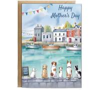 Hippowarehouse Happy Mother's Day dogs at the seaside Personalised Card A6 with envelope for him for her Funny Cards for Men and Women Blank inside option