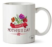 Hippowarehouse Happy Mother's Day Red Floral Printed Mug Various Colour Options Ceramic Cup Kitchenware 10oz