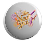Hippowarehouse Happy new year Badge Various Sizes 38mm 50mm 75mm