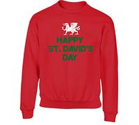 Hippowarehouse Happy St. Davids Day Kids Children's Unisex Jumper Sweatshirt Pullover Red