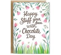 Hippowarehouse Happy stuff your face with chocolate day Birthday Card A5 Personalised with envelope for him for her Funny Cards for Men and Women Blank inside option