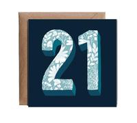 Hippowarehouse Happy Twenty First Birthday Card Elegant Floral Numerals Personalised Card. 15cm x 15cm with envelope for him for her Funny Cards for Men and Women Blank inside option