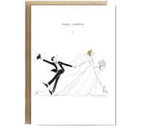 Hippowarehouse Happy wedding illustration draggin husband Card - A6 with envelope for him for her Funny Cards for Men and Women