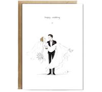 Hippowarehouse Happy wedding illustration groom carrying the bride Card - A6 with envelope for him for her Funny Cards for Men and Women