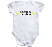 Hippowarehouse Hatched By Two Chicks baby vest bodysuit (short sleeve) boys girls
