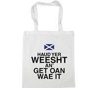 Hippowarehouse Haud yer weesht an get oan wae it Tote Shopping Gym Beach Bag 42cm x38cm, 10 litres