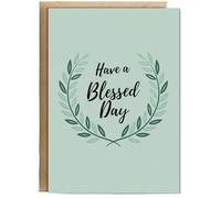 Hippowarehouse Have a Blessed Day Card Olive branch Personalised Card A6 with envelope for him for her Funny Cards for Men and Women Blank inside option
