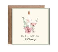 Hippowarehouse have a fabulous birthday pink wine Personalised Card. 15cm x 15cm with envelope for him for her Funny Cards for Men and Women Blank inside option
