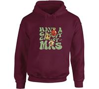 Hippowarehouse Have a Groovy Christmas Unisex Hoodie Hooded top (Specific Size Guide in Description) Maroon