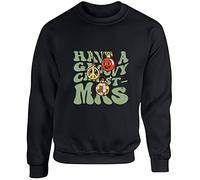 Hippowarehouse Have a Groovy Christmas Unisex Jumper Sweatshirt Pullover (Specific Size Guide in Description) Black