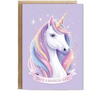 Hippowarehouse Have a magical unicorn birthday Personalised Card A6 with envelope for him for her Funny Cards for Men and Women Blank inside option