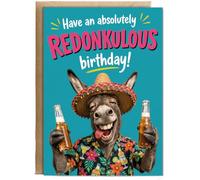 Hippowarehouse Have an Absolutely Redonkulous Birthday Card Party Donkey for Him Personalised Card A5 with envelope for him for her Funny Cards for Men and Women Blank inside option