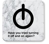 Hippowarehouse Have you tried turning it off and on again? Power button pack of 2 coasters gloss finish durable backing 9cm x 9cm