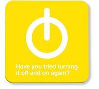 Hippowarehouse Have you tried turning it off and on again? Power button pack of 2 coasters gloss finish durable backing 9cm x 9cm