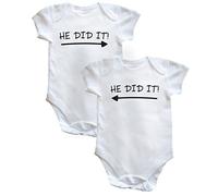 Hippowarehouse He Did It and He Did It (Twin Pack) baby vest boys girls