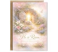 Hippowarehouse He is risen, rejoice in the miracle of easter Personalised Card A5 with envelope for him for her Funny Cards for Men and Women Blank inside option
