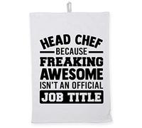 Hippowarehouse Head Chef Because Freaking Awesome Isn't an Official Job Title Tea Towel Eco Printed Dish Cloth Kitchen accessory 50cmx70cm 100% Cotton