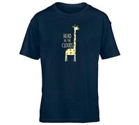 Hippowarehouse Head in The Clouds - Giraffe Kids Children's Short Sleeve t-Shirt Navy Blue