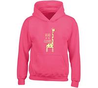 Hippowarehouse Head in the clouds - Giraffe kids children's unisex Hoodie hooded top Fuchsia Pink