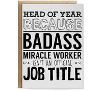 Hippowarehouse Head of year because badass miracle worker isn't an official job Personalised Card A6 with envelope for him for her Funny Cards for Men and Women Blank inside option