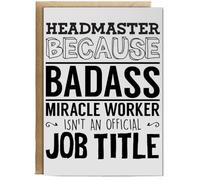 Hippowarehouse Headmaster because badass miracle worker isn't an official job Birthday Card A5 Personalised with envelope for him for her Funny Cards for Men and Women Blank inside option