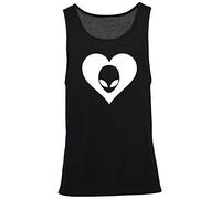 Hippowarehouse Heart Alien Vest Scoop Sleeve Unisex Tank top Black