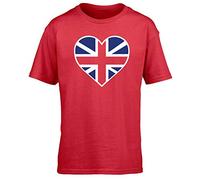 Hippowarehouse Heart Flag UK Kids Children's Short Sleeve t-Shirt VE Day 2025 Britian British England Scotland Wales Red