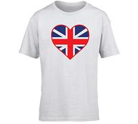 Hippowarehouse Heart Flag UK Kids Children's Short Sleeve t-Shirt VE Day 2025 Britian British England Scotland Wales White