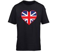 Hippowarehouse Heart Flag UK Kids Children's Short Sleeve t-Shirt VE Day 2025 Britian British England Scotland Wales Black